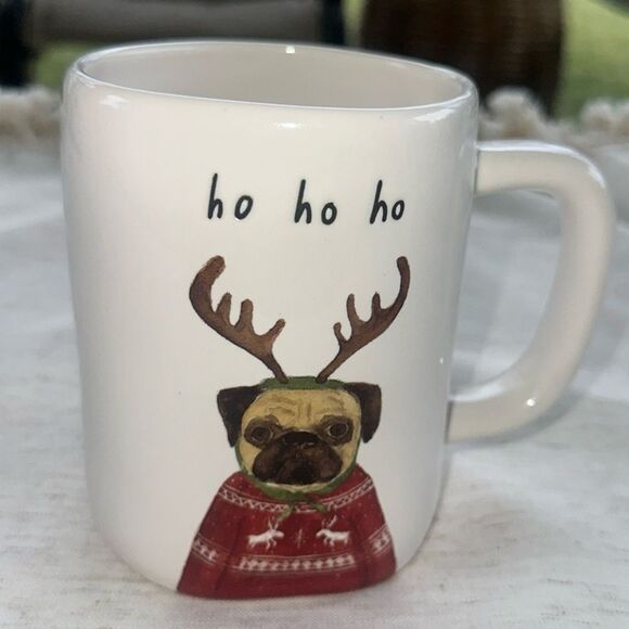 Rae Dunn Pug Mug, 16oz Ceramic Christmas Coffee Cup for Pug Lovers Dog Mom Gift - Picture 1 of 5